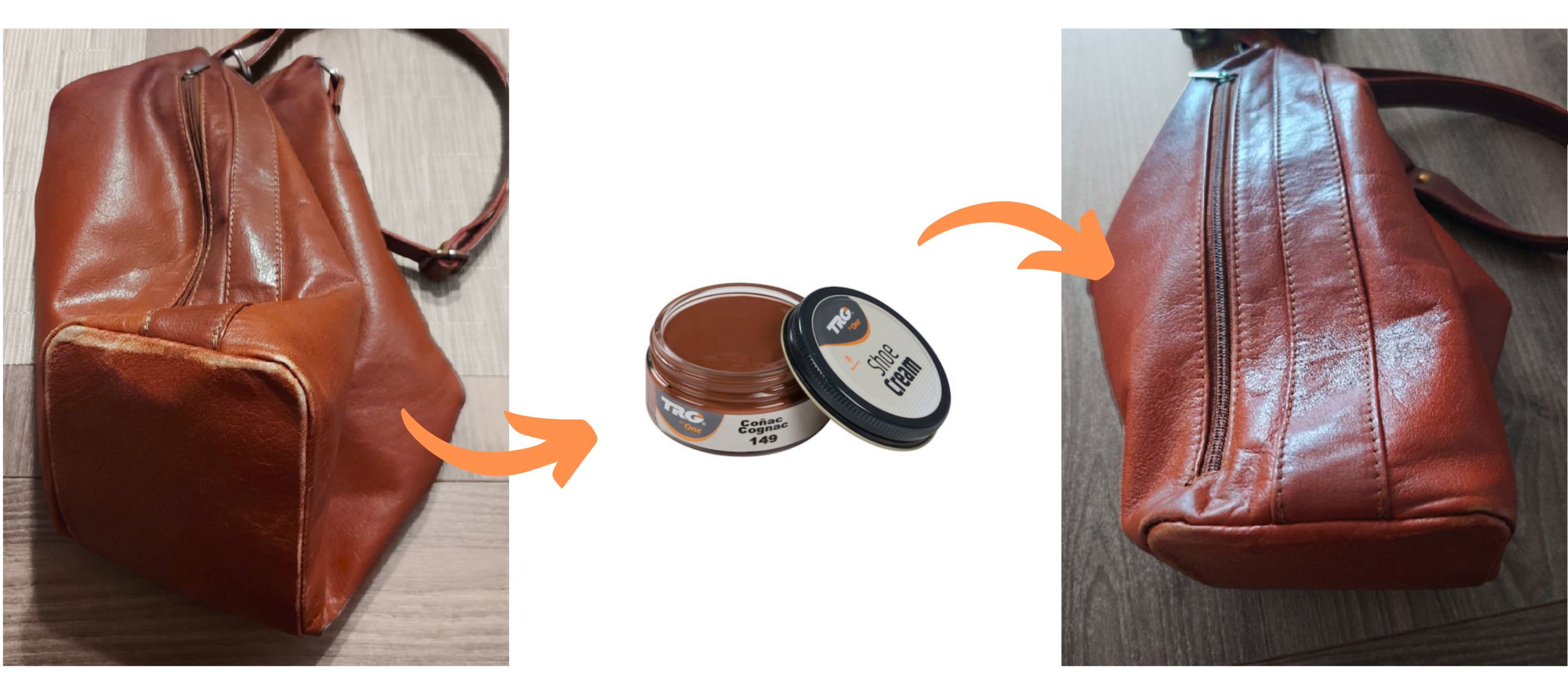 Hnědý Krém na koženou tašku 149 Cognac Shoe Cream TRG